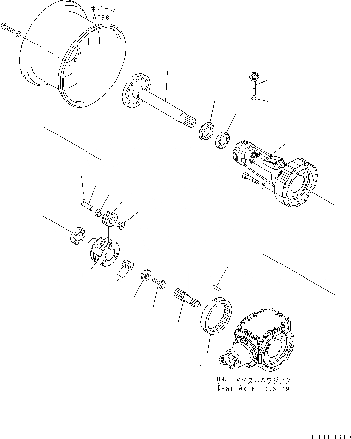 Схема запчастей Komatsu WA200-6 - ЗАДН. МОСТ (КОНЕЧНАЯ ПЕРЕДАЧА И КОЖУХ¤ ПРАВ.) (ASD) СИЛОВАЯ ПЕРЕДАЧА