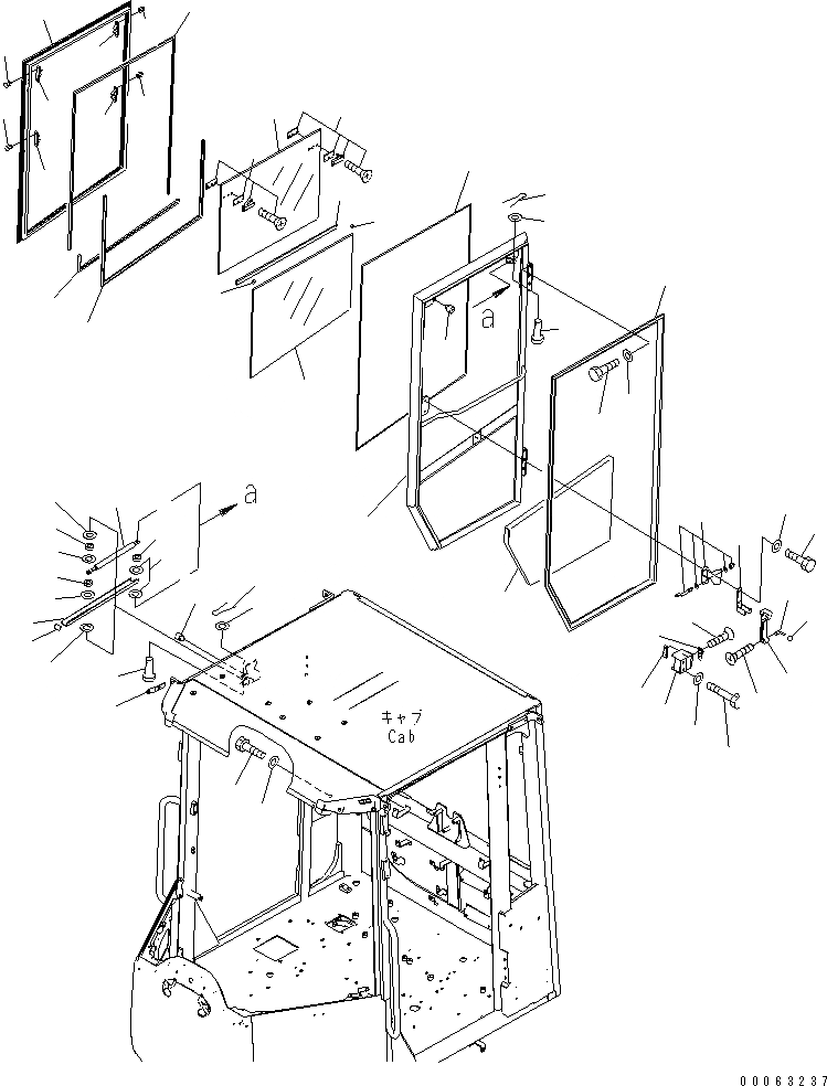 Схема запчастей Komatsu WA200-6 - КАБИНА ROPS (ДВЕРЬ) (ПРАВ.) (ДЛЯ V И KOMTRAX) (ДЛЯ КРОМЕ ЯПОН.) КАБИНА ОПЕРАТОРА И СИСТЕМА УПРАВЛЕНИЯ