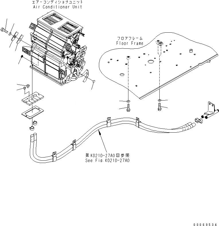 Схема запчастей Komatsu WA200-6 - ТРУБКИ КОНДИЦИОНЕРА (ДЛЯ ОТОПИТЕЛЯ) КАБИНА ОПЕРАТОРА И СИСТЕМА УПРАВЛЕНИЯ