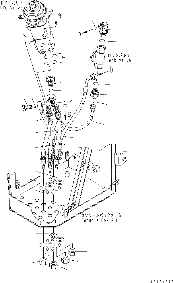 Схема запчастей Komatsu WA200-6 - УПРАВЛЕНИЕ ПОГРУЗКОЙ (P.P.C. ШЛАНГИ) (ДЛЯ MONO РЫЧАГ ИЛИ MULTI FUNCTION MONO РЫЧАГ) КАБИНА ОПЕРАТОРА И СИСТЕМА УПРАВЛЕНИЯ