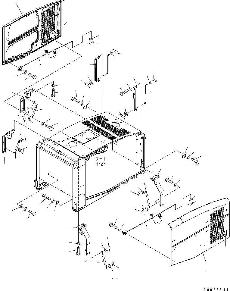 Схема запчастей Komatsu WA200-6 - КАПОТ (ДВЕРЬ И SPRING) (ДЛЯ ЗАДН. ПОЛН. КРЫЛО) ЧАСТИ КОРПУСА