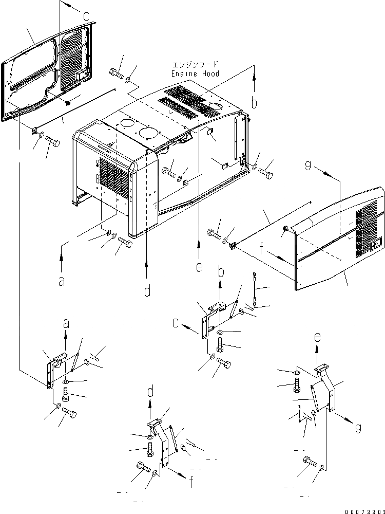 Схема запчастей Komatsu WA200PT-5L - КАПОТ (ДВЕРЬ) ЧАСТИ КОРПУСА