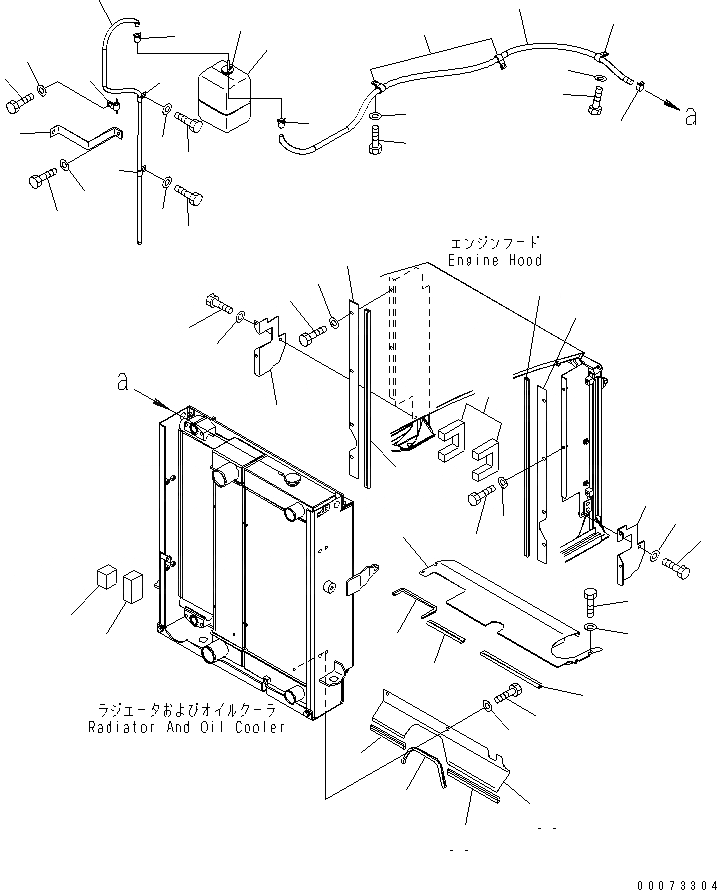 Схема запчастей Komatsu WA200PT-5L - КАПОТ (СИСТЕМА ТРУБ РАДИАТОРА И ДЕФЛЕКТОР ПЛАСТИНА) ЧАСТИ КОРПУСА