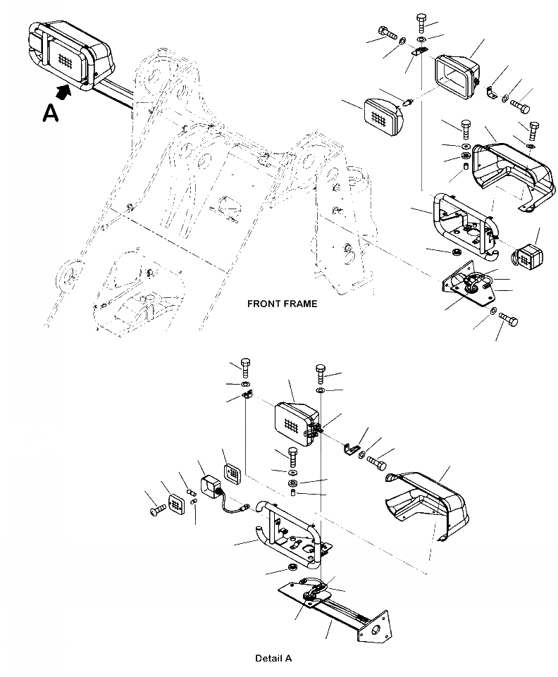 Схема запчастей Komatsu WA250-6 - E-A ПЕРЕДН. ОСВЕЩЕНИЕ ЭЛЕКТРИКА