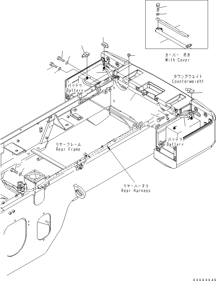 Схема запчастей Komatsu WA250-5L - ЗАДН. Э/ПРОВОДКА (АККУМУЛЯТОР КАБЕЛЬ) ЭЛЕКТРИКА