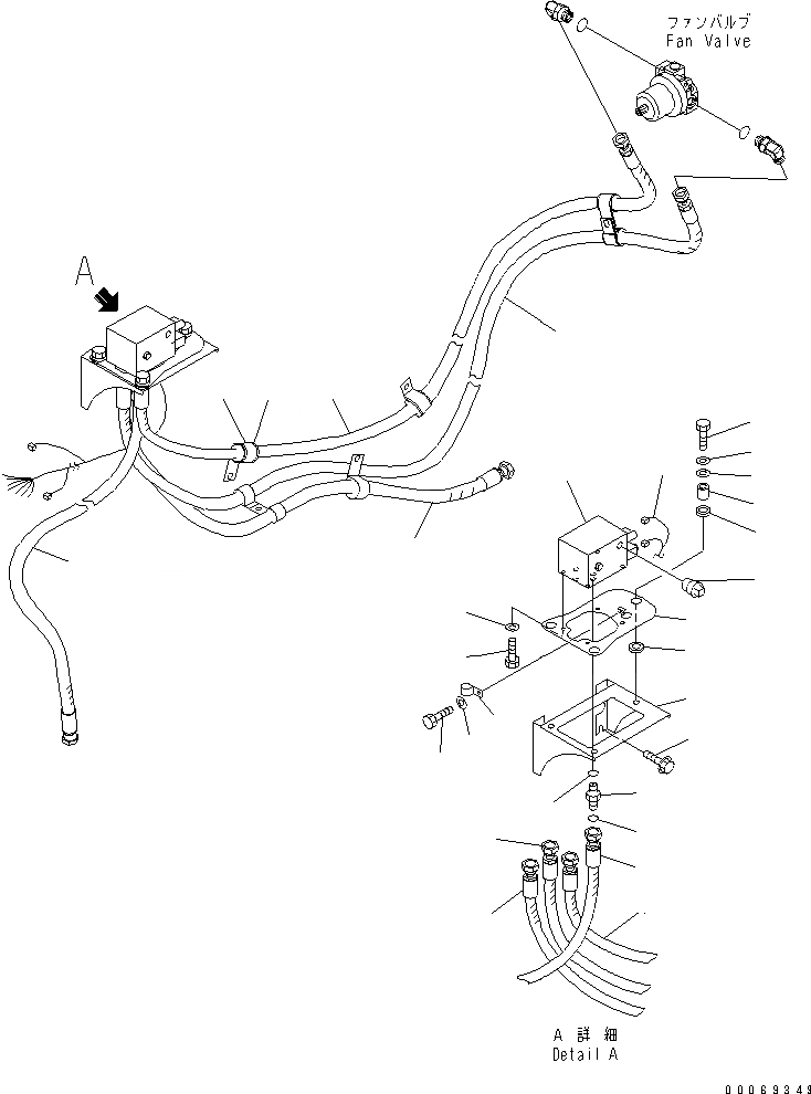 Схема запчастей Komatsu WA250-5L - АВТОМАТИЧ.-РЕВЕРС ВЕНТИЛЯТОР ТРУБЫ (WASTE РУКОЯТЬR) ГИДРАВЛИКА