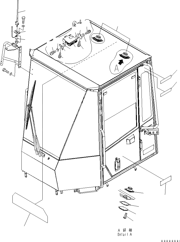Схема запчастей Komatsu WA250-5L - КАБИНА ROPS (РАДИО CASSETTE С АНТЕННА И ГРОМКОГОВОРИТ.) КАБИНА ОПЕРАТОРА И СИСТЕМА УПРАВЛЕНИЯ