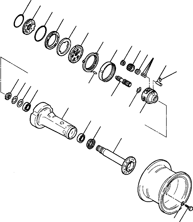 Схема запчастей Komatsu WA250-1LC - МОСТ ASSEMBLY ПЕРЕДН. И ЗАДН. КОНЕЧНАЯ ПЕРЕДАЧА И КОЛЕСН. ТОРМОЗ ВЕДУЩ. ВАЛ