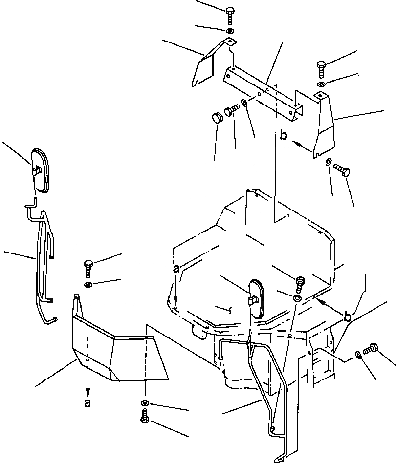 Схема запчастей Komatsu WA250-1LC - ЧАСТИ КОРПУСА И ПОРУЧНИ(БЕЗ КАБИНЫ) РАМА