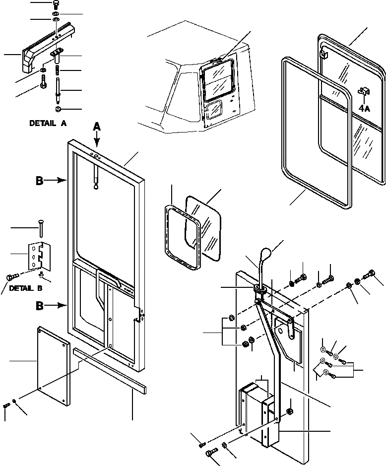 Схема запчастей Komatsu WA250-1LC - КАБИНА ROPS ПРАВ. И ЛЕВ. ДВЕРЬS - заводской номер A8 И UP РАМА