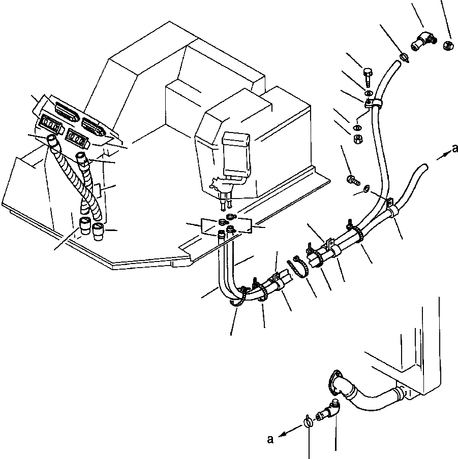 Схема запчастей Komatsu WA250-1LC - ТРУБКИ КОНДИЦИОНЕРА (ДВИГАТЕЛЬ - ОБОГРЕВАТЕЛЬ. СЕРДЦЕВИНА) РАМА