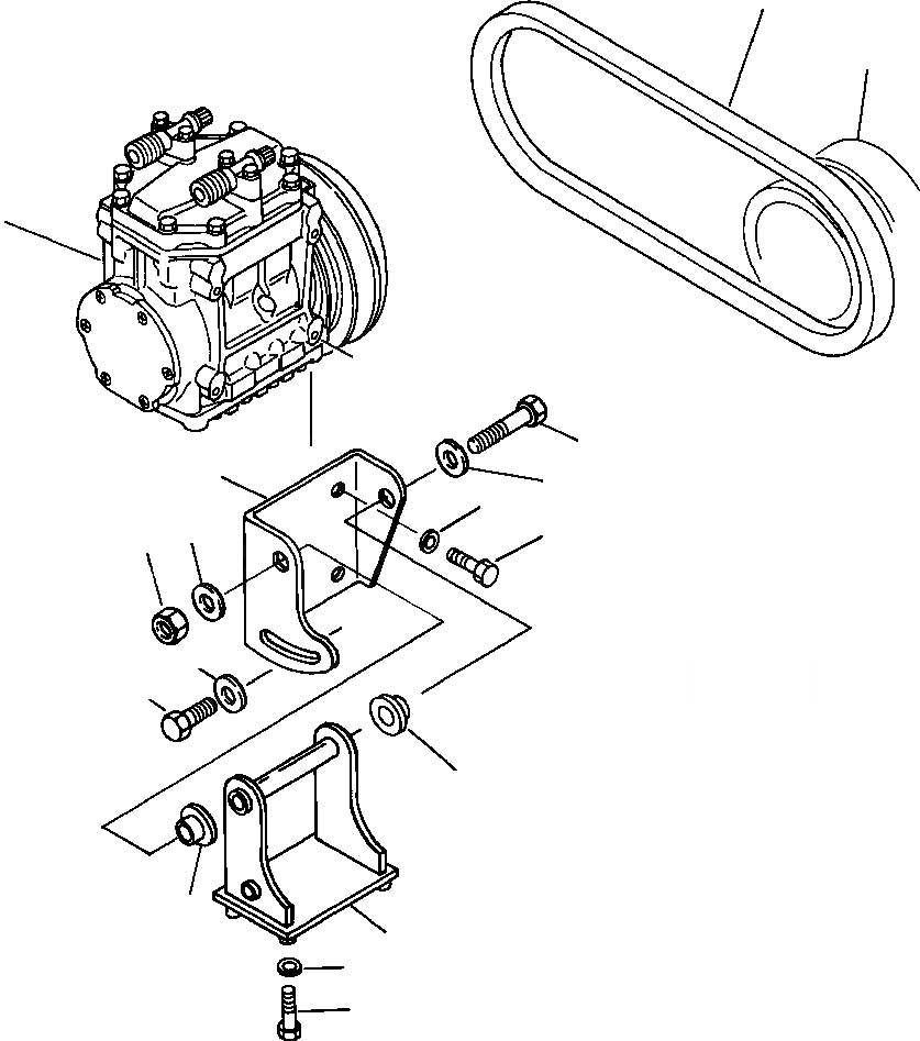 Схема запчастей Komatsu WA250-1LC - КОНДИЦ. ВОЗДУХА КОМПРЕССОР КРЕПЛЕНИЕ - заводской номер A - A РАМА