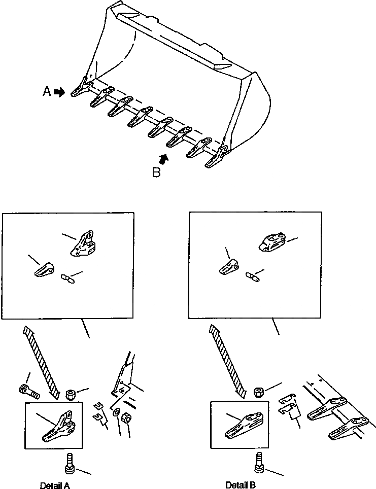 Схема запчастей Komatsu WA250-1LC - КОВШ TEETH РАБОЧЕЕ ОБОРУДОВАНИЕ