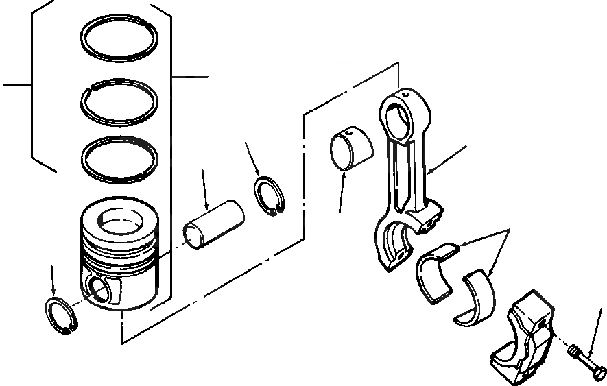 Схема запчастей Komatsu WA250-1LC - ПОРШЕНЬ & ШАТУН БЛОК ЦИЛИНДРОВ