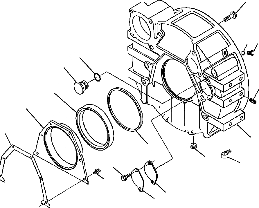 Схема запчастей Komatsu WA250-1LC - КАРТЕР МАХОВИКА КРЕПЛЕНИЕ ДВИГАТЕЛЯ