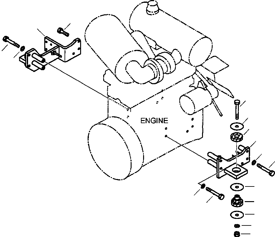 Схема запчастей Komatsu WA250-3L - FIG. B-A КРЕПЛЕНИЕ ДВИГАТЕЛЯ КОМПОНЕНТЫ ДВИГАТЕЛЯ