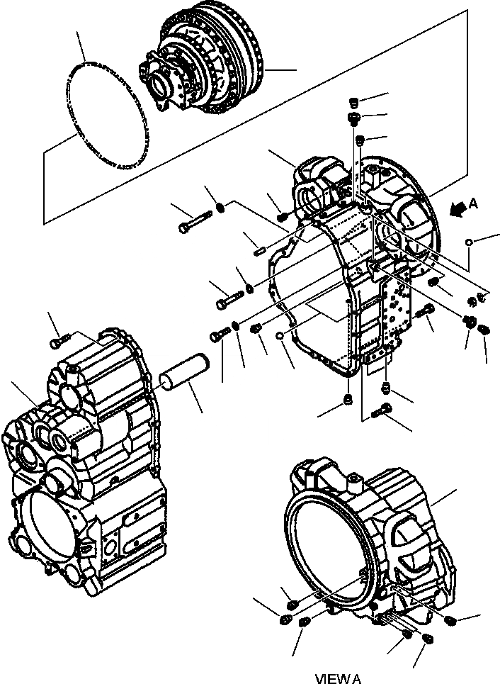 Схема запчастей Komatsu WA250-3L - FIG. F-A ТРАНСМИССИЯ - КРЕПЛЕНИЕ - КОРПУС ТРАНСМИССИИ - КОРПУС ГИДРОТРАНСФОРМАТОРА СИЛОВАЯ ПЕРЕДАЧА И КОНЕЧНАЯ ПЕРЕДАЧА