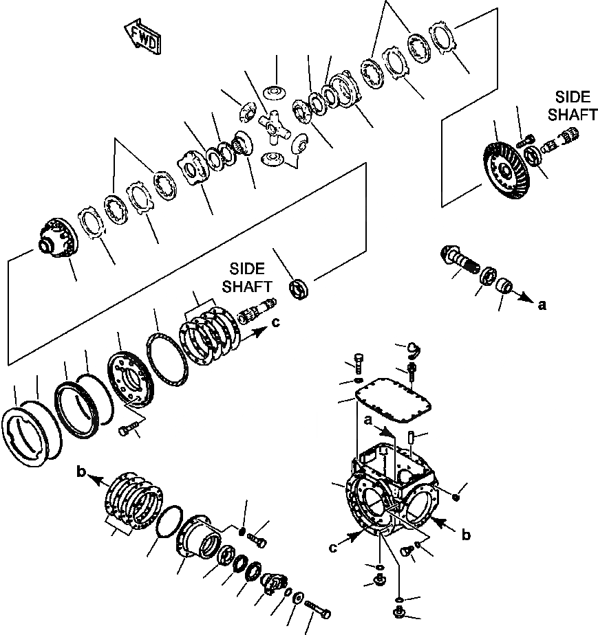 Схема запчастей Komatsu WA250-3L - FIG. F-A ЗАДН. МОСТ С САМОБЛОКИР. ДИФФЕРЕНЦ. ОПЦ. - ДИФФЕРЕНЦ. И ТОРМОЗ. СИЛОВАЯ ПЕРЕДАЧА И КОНЕЧНАЯ ПЕРЕДАЧА