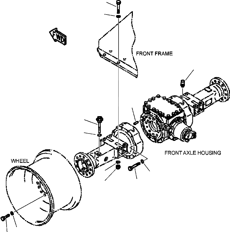 Схема запчастей Komatsu WA250-3L - FIG. F-A ПЕРЕДНИЙ МОСТ - ЭЛЕМЕНТЫ КРЕПЛЕНИЯ СИЛОВАЯ ПЕРЕДАЧА И КОНЕЧНАЯ ПЕРЕДАЧА