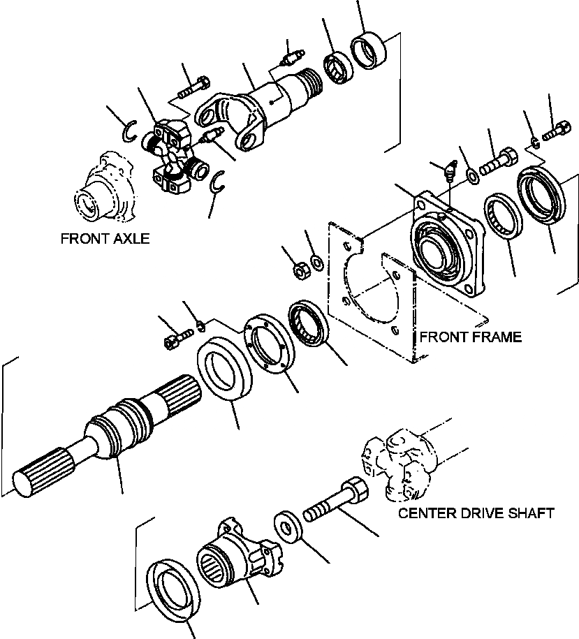 Схема запчастей Komatsu WA250-3MC - F-A ПЕРЕДН. ВЕДУЩ. ВАЛ СИЛОВАЯ ПЕРЕДАЧА И КОНЕЧНАЯ ПЕРЕДАЧА