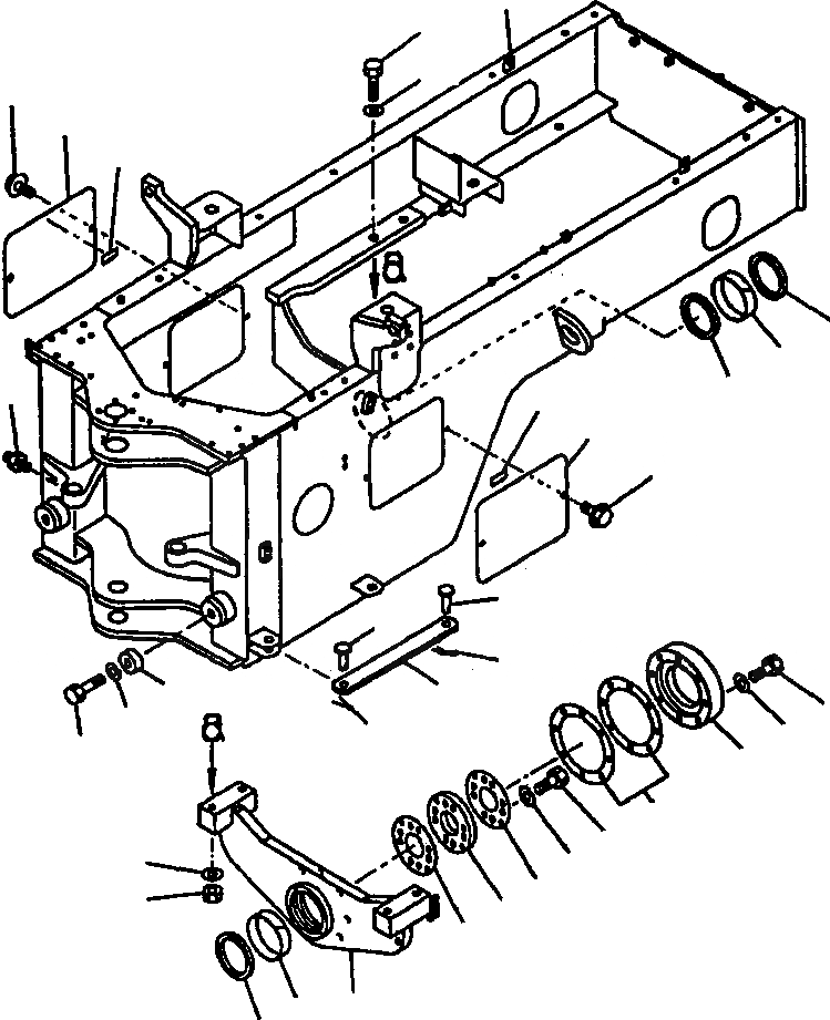 Схема запчастей Komatsu WA250PT-3L - FIG NO. J-A ЗАДН. РАМА ПЕРЕДН. РАМА