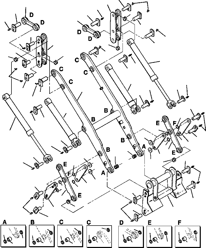 Схема запчастей Komatsu WA250PT-3L - FIG NO. T-A РУКОЯТЬ PARALLEL LIFT МЕХАНИЗМ РАБОЧЕЕ ОБОРУДОВАНИЕ