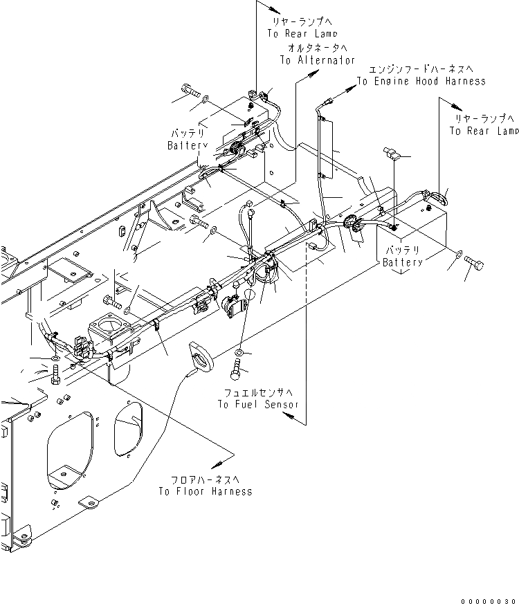 Схема запчастей Komatsu WA250PT-5L - ЗАДН. Э/ПРОВОДКА (ОСНОВН. Э/ПРОВОДКА) ЭЛЕКТРИКА