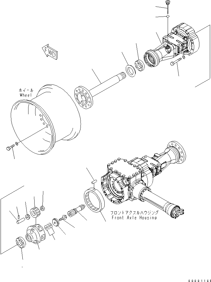 Схема запчастей Komatsu WA250PT-5L - ПЕРЕДНИЙ МОСТ (КОНЕЧНАЯ ПЕРЕДАЧА И КОЖУХ) (ЛЕВ.) ТРАНСМИССИЯ