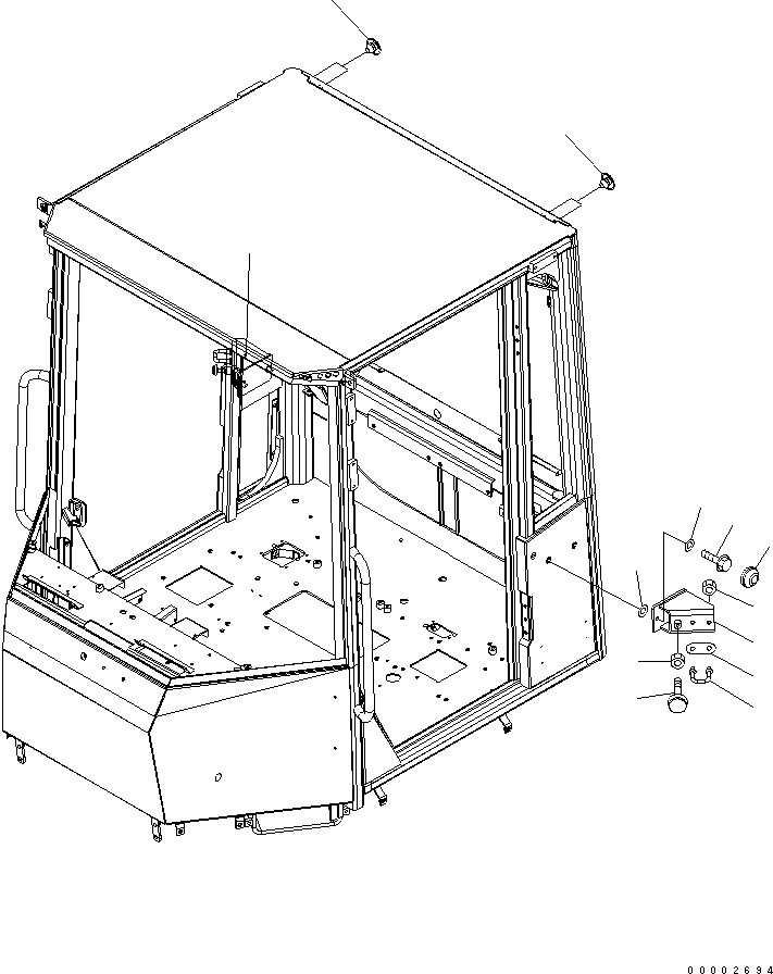 Схема запчастей Komatsu WA250PT-5L - КАБИНА ROPS (ФИКСАТОР ДВЕРИ) КАБИНА ОПЕРАТОРА И СИСТЕМА УПРАВЛЕНИЯ