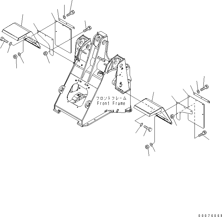 Схема запчастей Komatsu WA250PT-5L - ПЕРЕДН. КРЫЛО (ДЛЯ ПОЛН. КРЫЛО) ЧАСТИ КОРПУСА