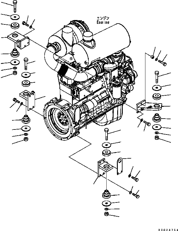 Схема запчастей Komatsu WA320-5 - КРЕПЛЕНИЕ ДВИГАТЕЛЯ КОМПОНЕНТЫ ДВИГАТЕЛЯ