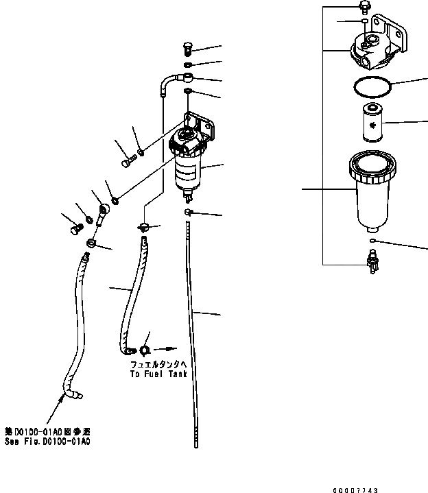 Схема запчастей Komatsu WA320-5 - ВОДООТДЕЛИТЕЛЬ ТОПЛИВН. СИСТЕМА