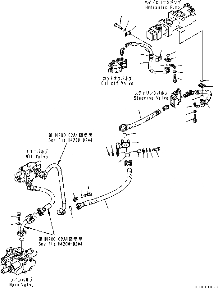 Схема запчастей Komatsu WA320-5 - ГИДРОЛИНИЯ (ОСНОВН. ЛИНИЯ /) (4-Х СЕКЦИОНН. КЛАПАН) ГИДРАВЛИКА