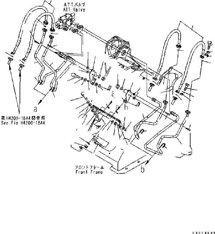 Схема запчастей Komatsu WA320-5 - ГИДРОЛИНИЯ (ШЛАНГИ) (4-Х СЕКЦИОНН. КЛАПАН) ГИДРАВЛИКА
