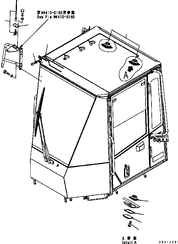 Схема запчастей Komatsu WA320-5 - ПОЛ (АНТЕННА, ГРОМКОГОВОРИТ.) OPERATOR’S ОБСТАНОВКА И СИСТЕМА УПРАВЛЕНИЯ