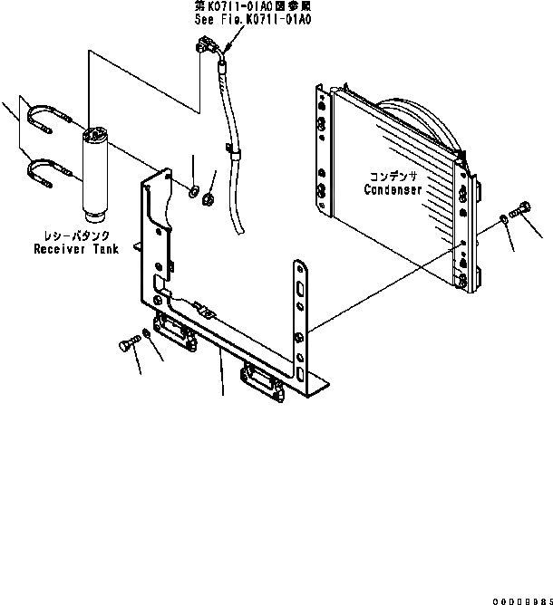 Схема запчастей Komatsu WA320-5 - КОНДИЦ. ВОЗДУХА (КРЕПЛЕНИЕ КОНДЕНСАТОРА) OPERATOR’S ОБСТАНОВКА И СИСТЕМА УПРАВЛЕНИЯ