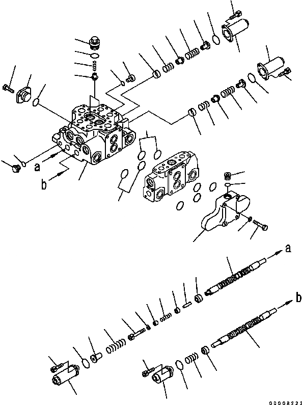 Схема запчастей Komatsu WA320-5 - УПРАВЛЯЮЩ. КЛАПАН (3-Х СЕКЦИОНН.) (/) ОСНОВН. КОМПОНЕНТЫ И РЕМКОМПЛЕКТЫ