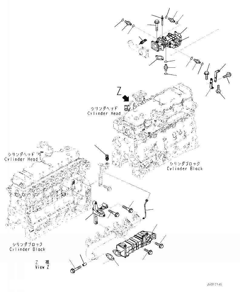 Схема запчастей Komatsu WA320-7 - AER- ВЫПУСКН. GAS RE-CIRCULATION (EGR) КЛАПАН И ОХЛАДИТЕЛЬ ДВИГАТЕЛЬ