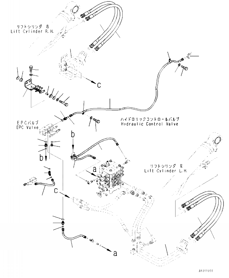 Схема запчастей Komatsu WA320-7 - H-A ГИДРОЛИНИЯ ЛИНИЯ КЛАПАНА EPCS - С 3-Х СЕКЦ. КОНТР. КЛАПАНОМ ГИДРАВЛИКА