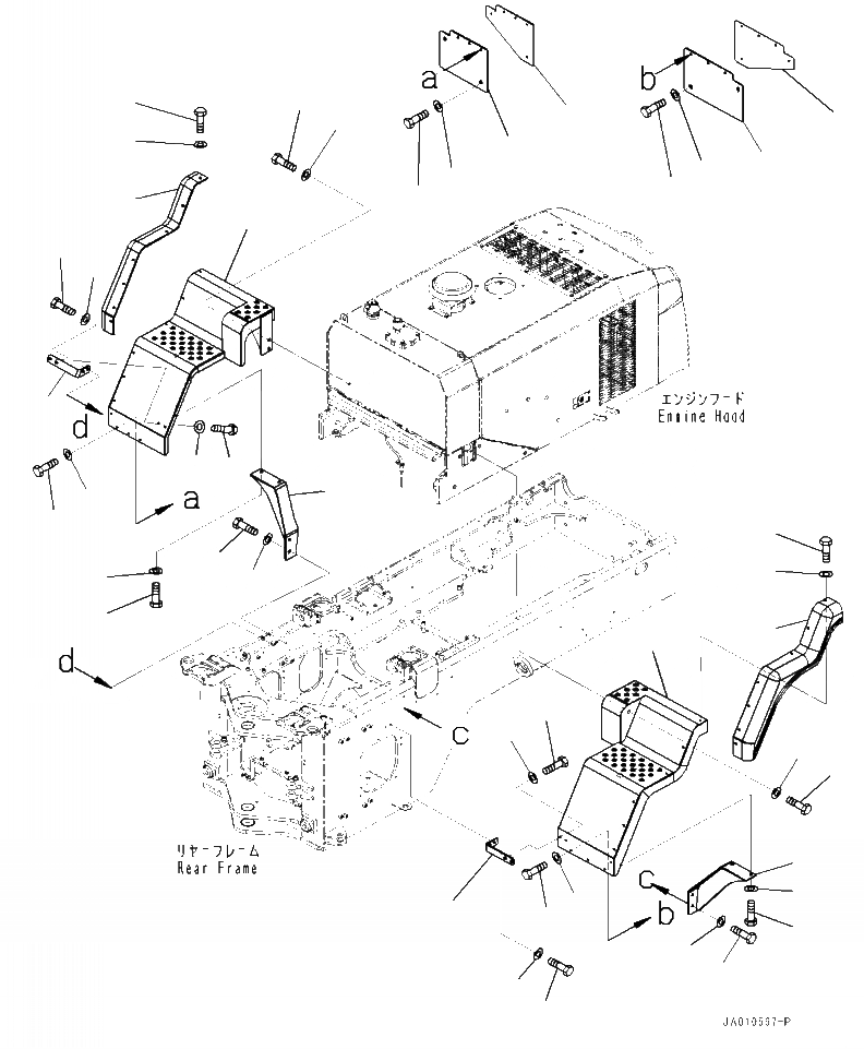 Схема запчастей Komatsu WA320-7 - M- ЗАДН. КРЫЛО С ЗАДН. ПОЛН. КРЫЛО, КРЫЛО ЧАСТИ КОРПУСА