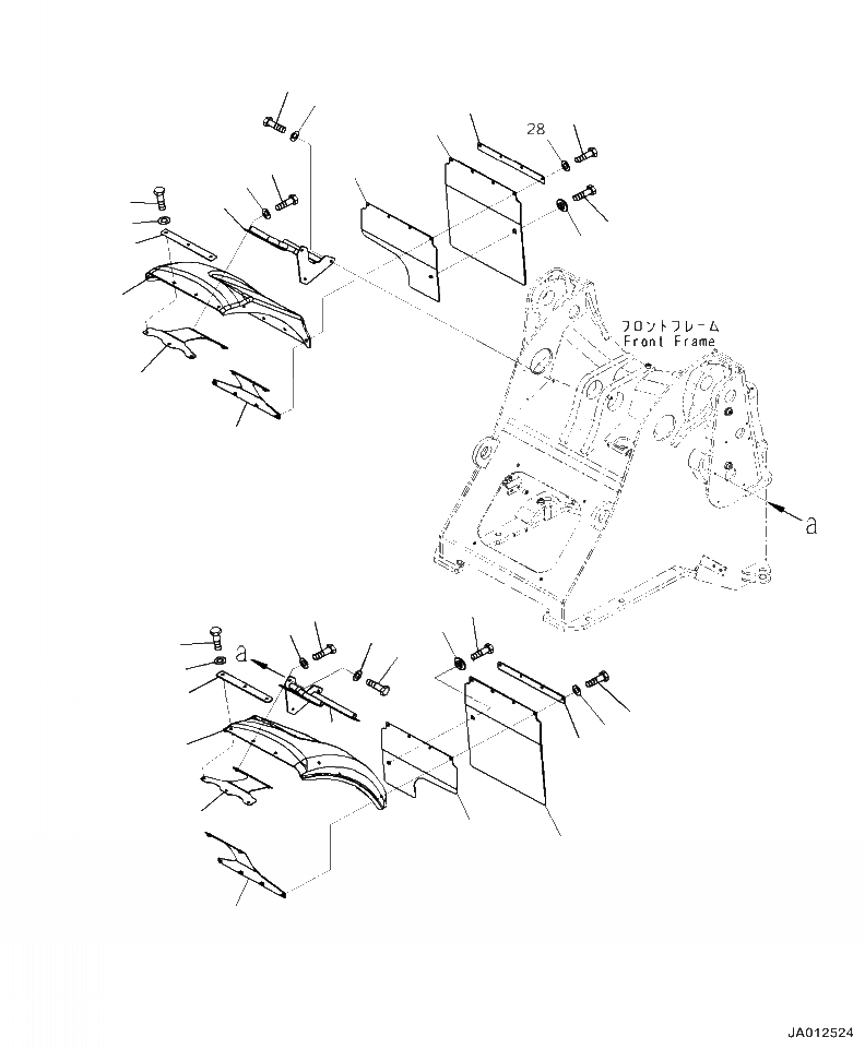 Схема запчастей Komatsu WA320-7 - M- ПЕРЕДН. КРЫЛО С КРЫЛО ЧАСТИ КОРПУСА