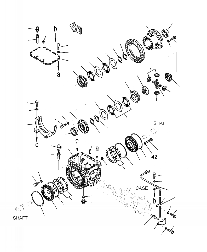 Схема запчастей Komatsu WA320-6 - F-AA ПЕРЕДНИЙ МОСТ САМОБЛОКИР. ДИФФЕРЕНЦ. (/) СИЛОВАЯ ПЕРЕДАЧА И КОНЕЧНАЯ ПЕРЕДАЧА