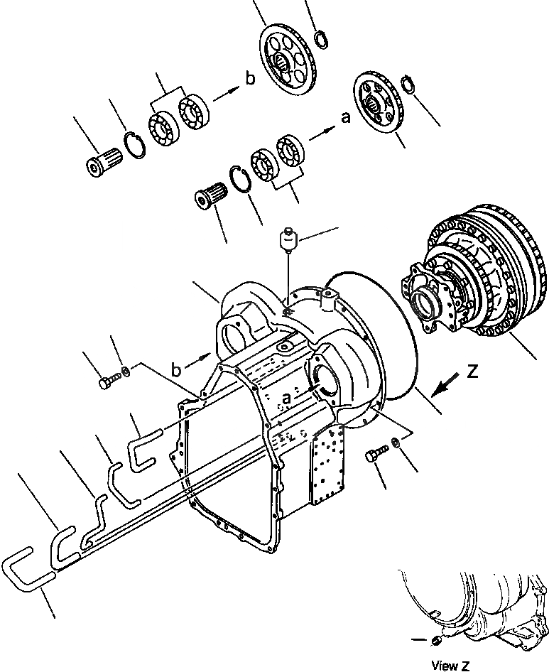 Схема запчастей Komatsu WA320-1LC - КОРПУС ГИДРОТРАНСФОРМАТОРА ГИДРОТРАНСФОРМАТОР И ТРАНСМИССИЯ