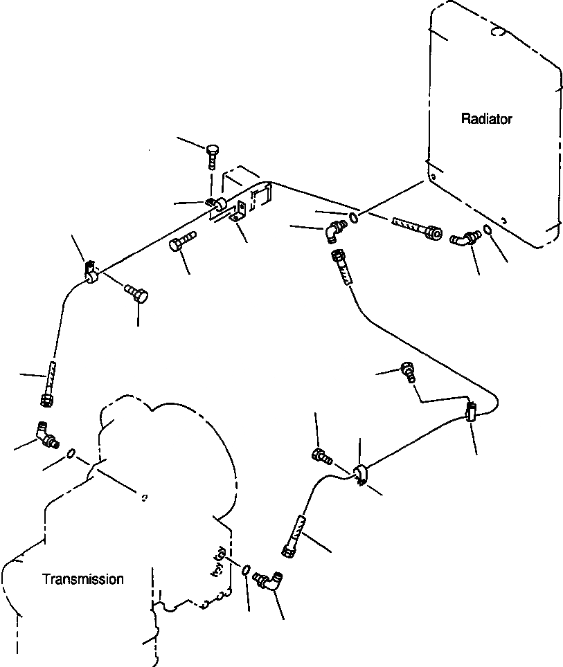 Схема запчастей Komatsu WA320-1LC - ТРАНСМИССИЯ ЛИНИИ МАСЛООХЛАДИТЕЛЯ ГИДРОТРАНСФОРМАТОР И ТРАНСМИССИЯ