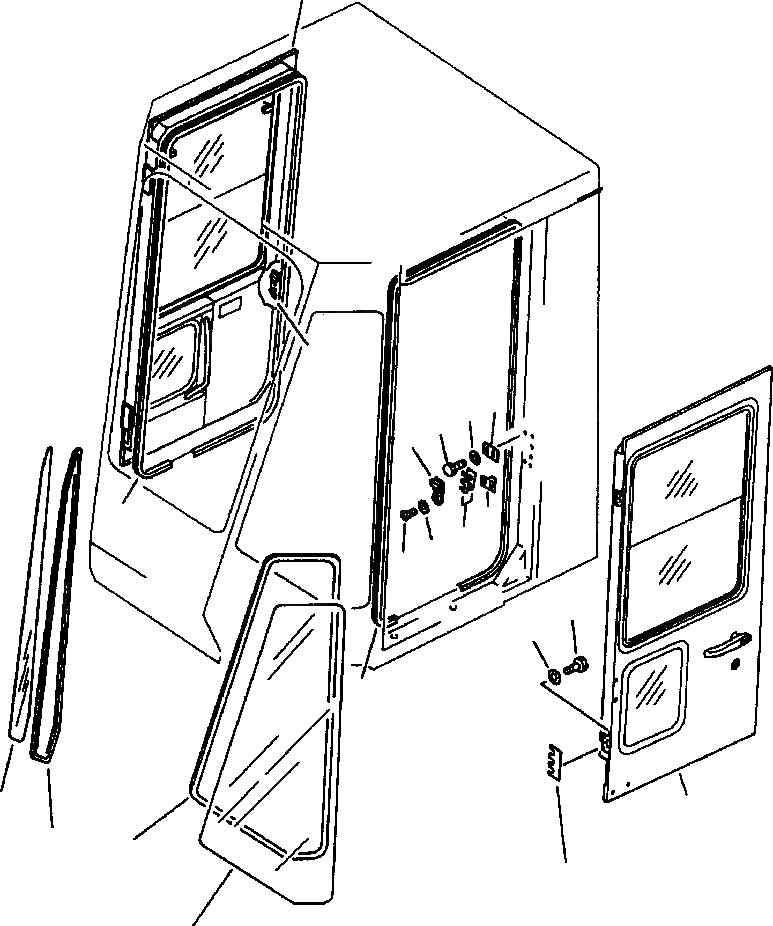 Схема запчастей Komatsu WA320-1LC - КАБИНА ROPS (ПЕРЕДН. ОКНАS И ДВЕРЬS) РАМА, ЧАСТИ КОРПУСА & SUPERSTRUCTURE