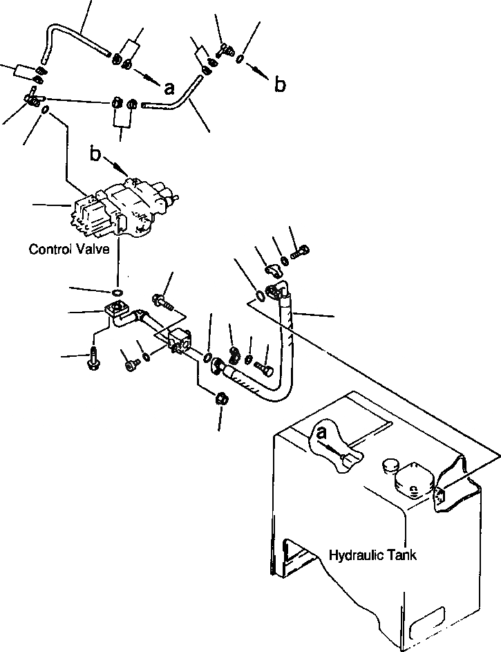 Схема запчастей Komatsu WA320-1LC - ГИДРОЛИНИЯ (УПРАВЛЯЮЩ. КЛАПАН - БАК - ВОЗВРАТ. ЛИНИЯ) УПРАВЛ-Е РАБОЧИМ ОБОРУДОВАНИЕМ