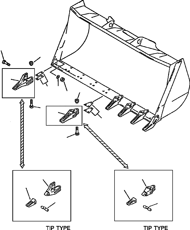Схема запчастей Komatsu WA320-1LC - БОЛТ-ON КОВШ TEETH (KOMATSU) РАБОЧЕЕ ОБОРУДОВАНИЕ