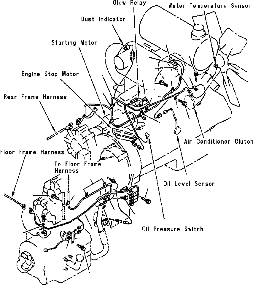 Схема запчастей Komatsu WA320-3L - FIG. E-A ДВИГАТЕЛЬ И Э/ПРОВОДКА ТРАНСМИССИИ ЭЛЕКТРИКА