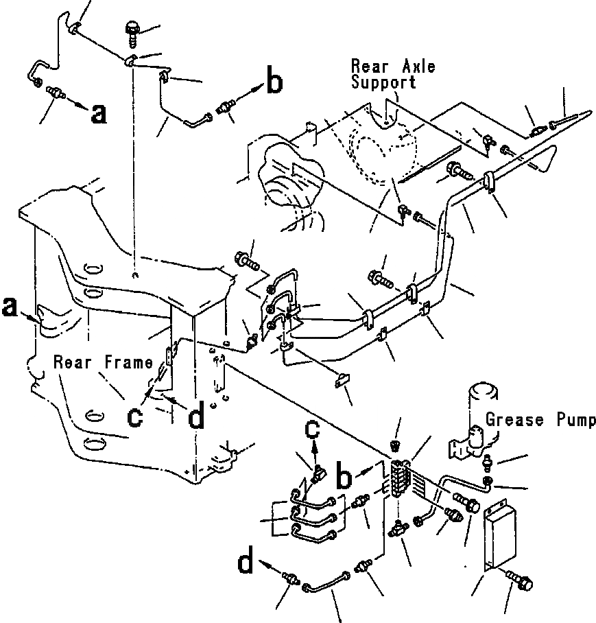 Схема запчастей Komatsu WA320-3L - FIG. J7-A СМАЗ. СИСТЕМА - АВТОМАТИЧ. - ЗАДН. РАМА ЛИНИЯ ОСНОВНАЯ РАМА И ЕЕ ЧАСТИ