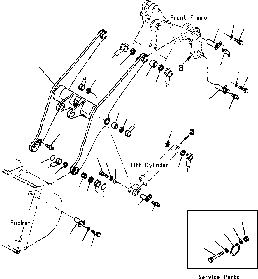 Схема запчастей Komatsu WA320-3L - FIG. T-A СТРЕЛА ASSEMBLY РАБОЧЕЕ ОБОРУДОВАНИЕ